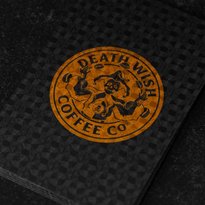 A close up of the back of the Death Wish Coffee Poker Face Playing Cards.