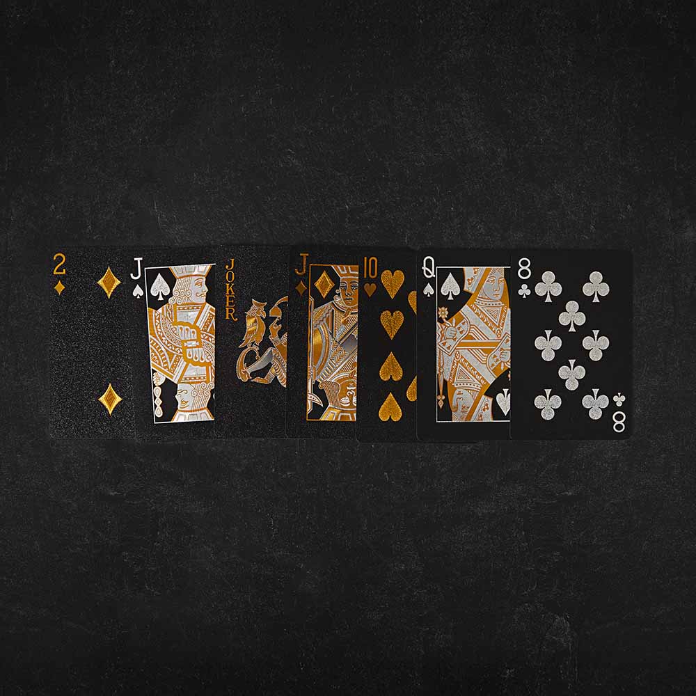 Different cards from the Death Wish Coffee Poker Face Playing Cards.