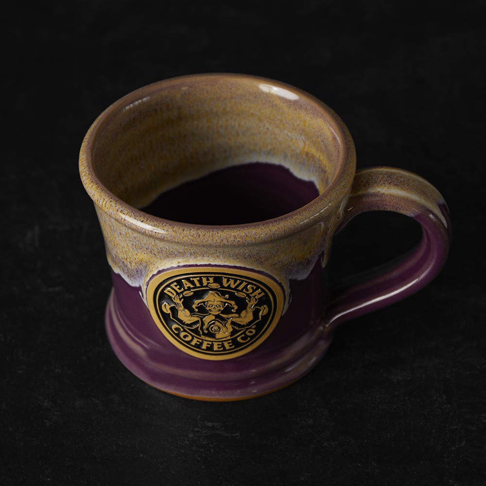 A top down view of the Death Wish Coffee Last Laugh Mug.