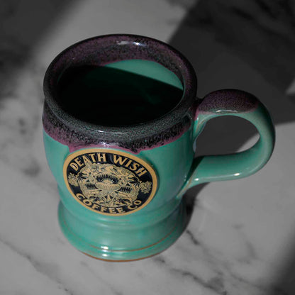 A top down view of the Death Wish Coffee Venus Fly Trap Mug.