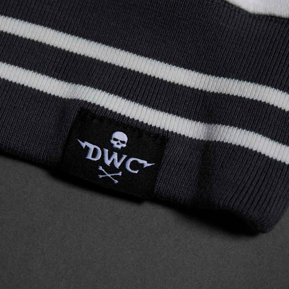 A detail shot of the woven label of the Death Wish Coffee Brews Cruise Pullover.