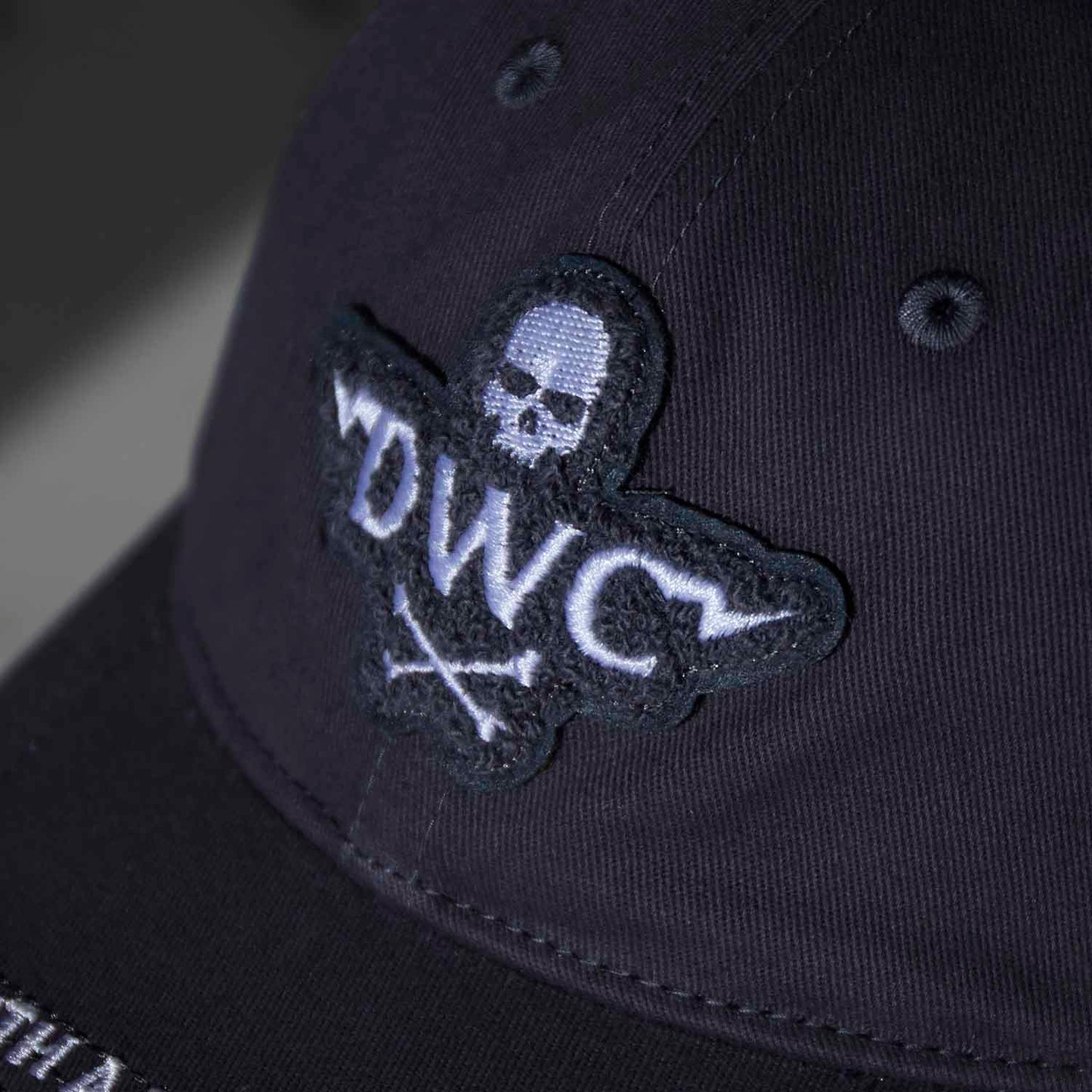 Chenille patch detail of the Death Wish Coffee Daily Directive Snapback.