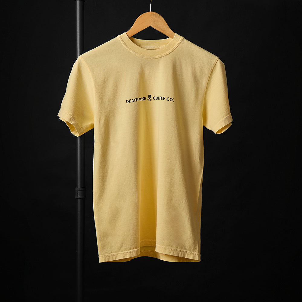 The front of the Death Wish Coffee Higher Ground Tee.