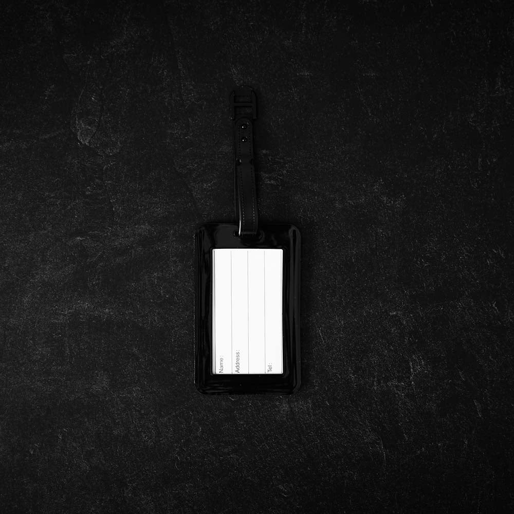 The back of the Death Wish Coffee On My Way Luggage Tag.