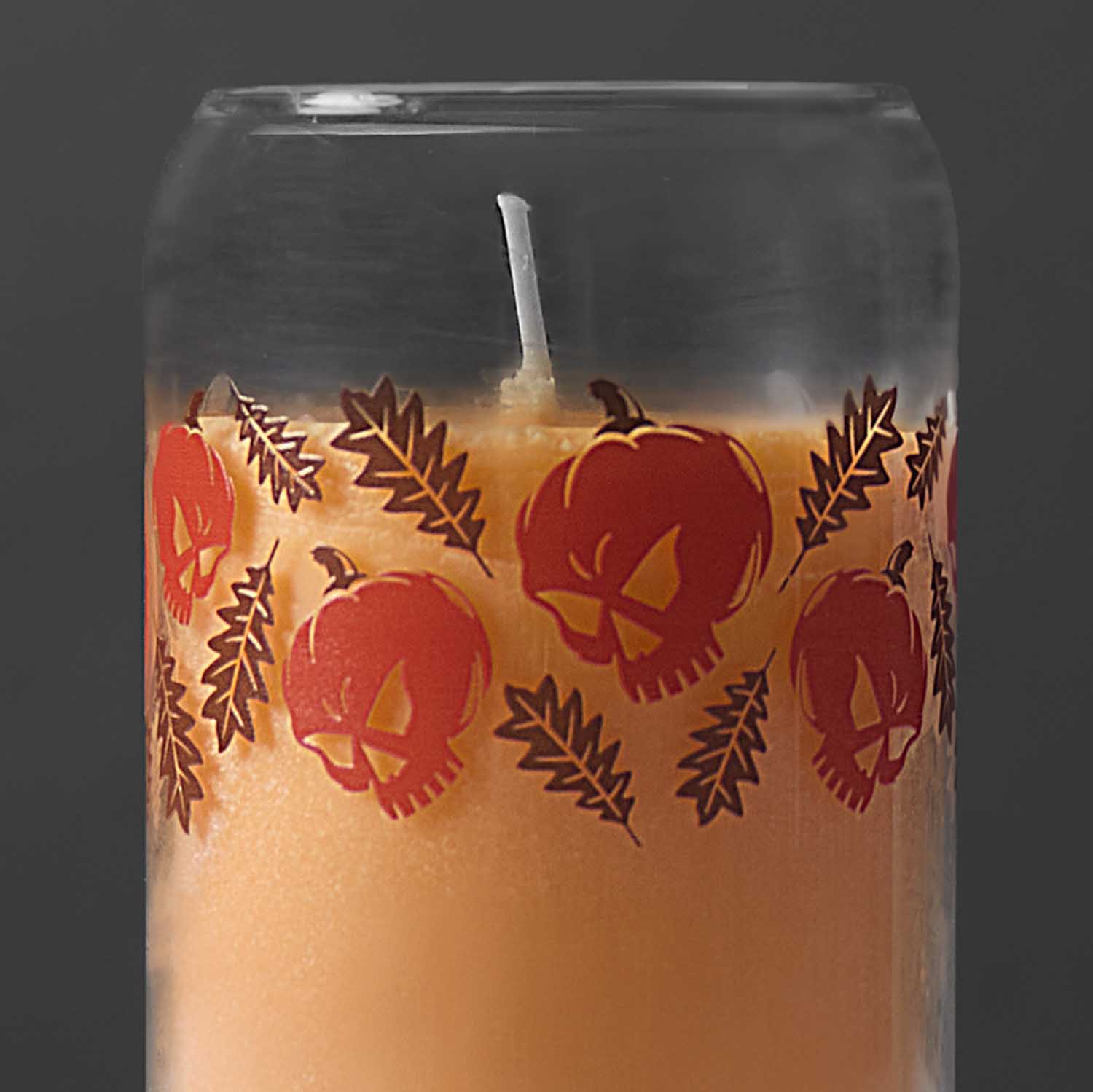 A detail shot of the back of the Death Wish Coffee Pumpkin Chai Soda Can Candle.