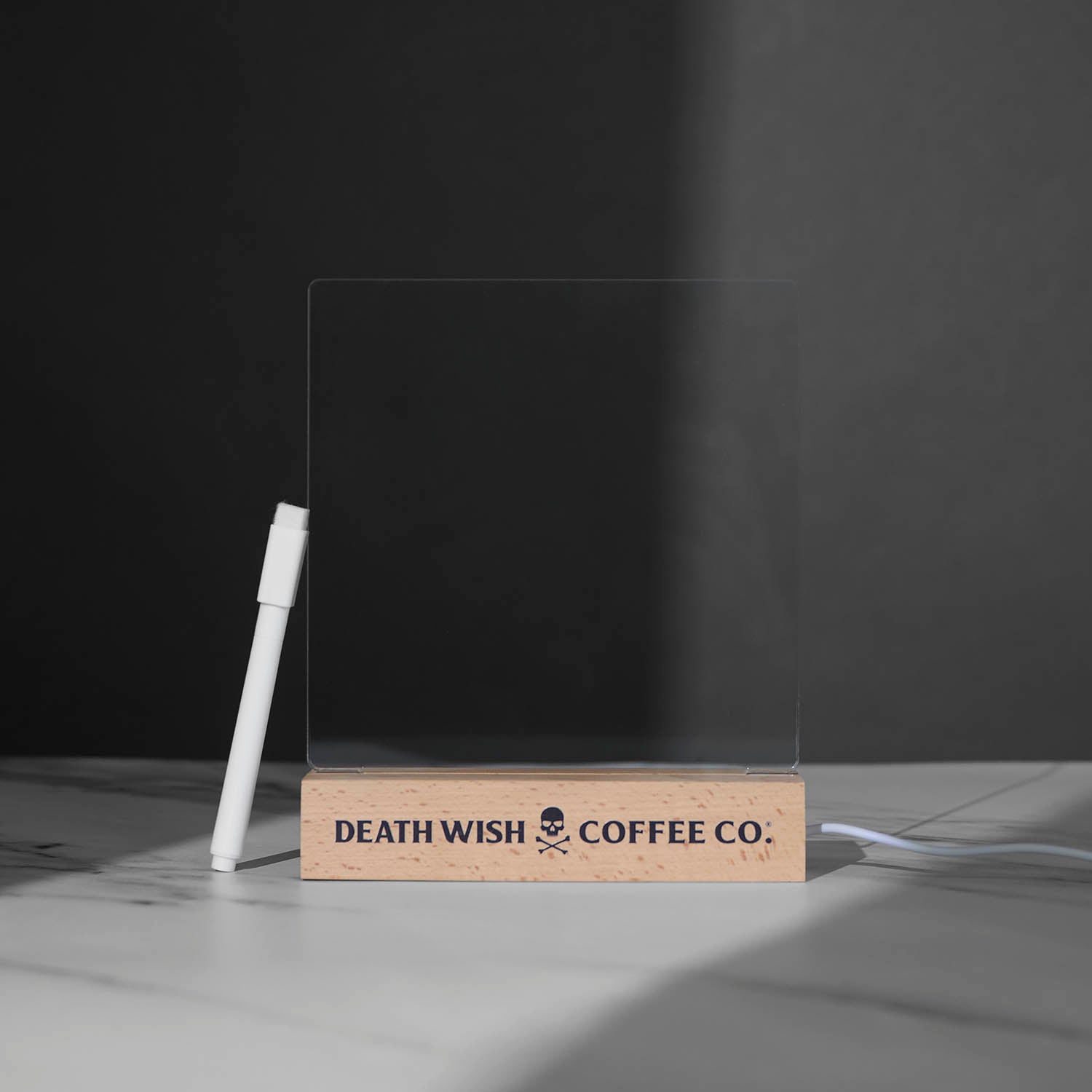 The Death Wish Coffee Caffeine Catalyst LED Dry Erase Board.