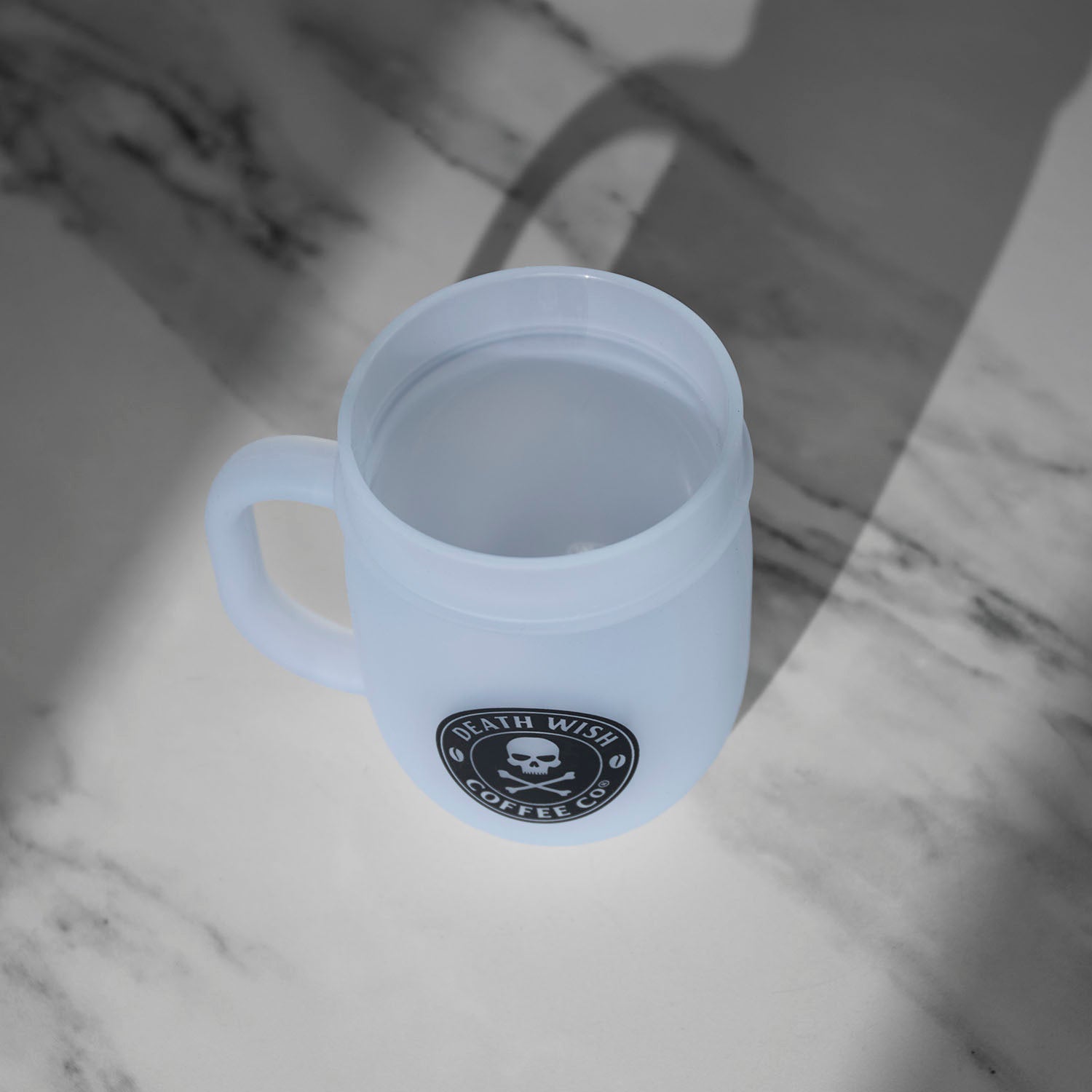 A top down view of the Death Wish Coffee Unbreakable Spirit Silicone Mug.