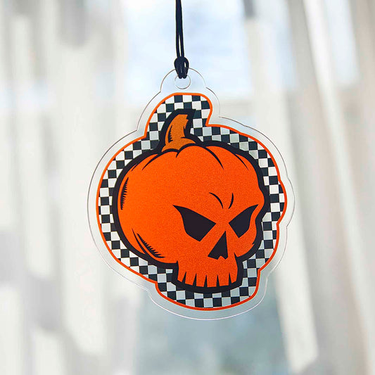 A detail shot of the Death Wish Coffee Pumpkin Spice Suncatcher.