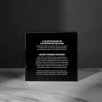 The back of the 2026 Death Wish Coffee Mug custom display box.