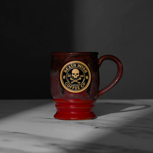 The front of the 2026 Death Wish Coffee Mug.