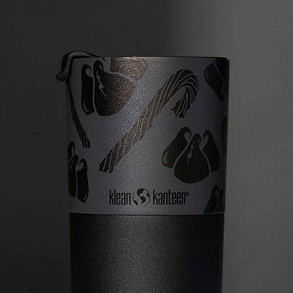Up close of the back of the Death Wish Coffee Peppermint Mocha Klean Kanteen.