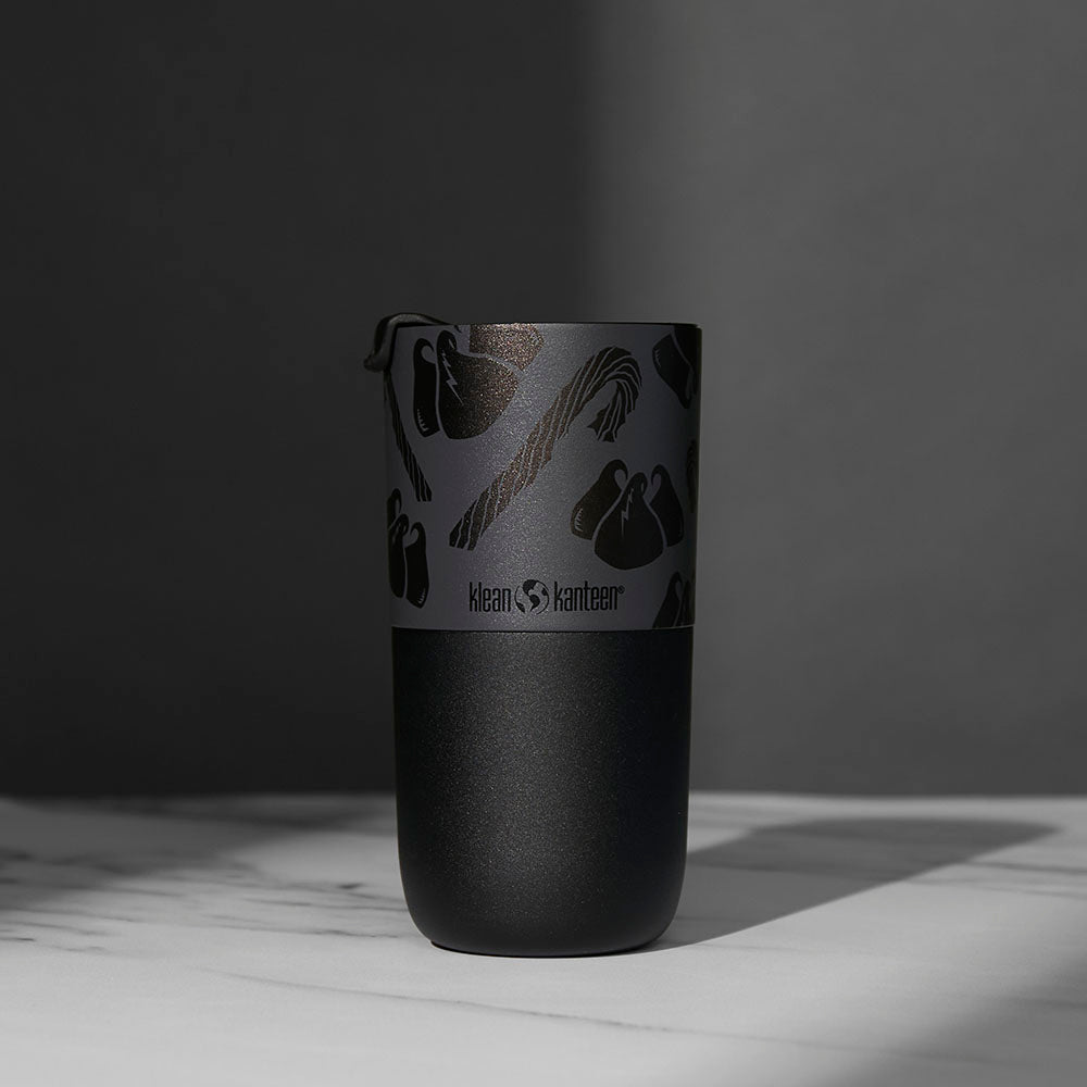 The back of the Death Wish Coffee Peppermint Mocha Klean Kanteen.