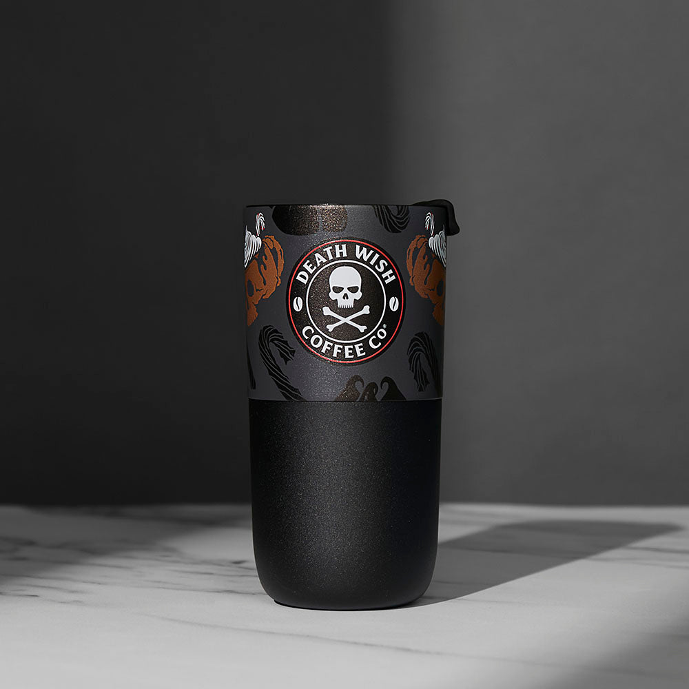 The front of the Death Wish Coffee Peppermint Mocha Klean Kanteen.