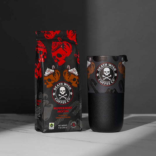 The Death Wish Coffee Peppermint Mocha Ground Bundle.