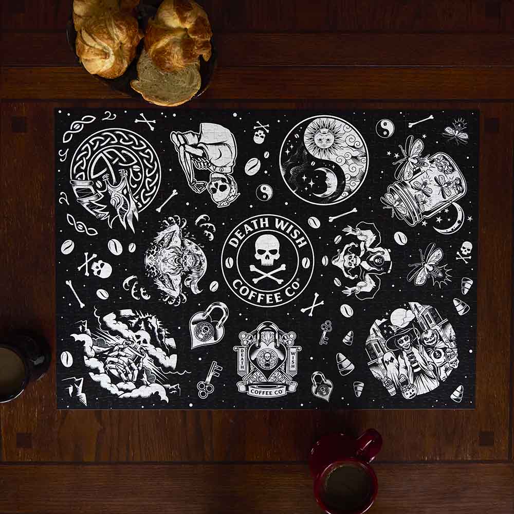 The Death Wish Coffee Puzzled Past Advent Calendar puzzle put together.