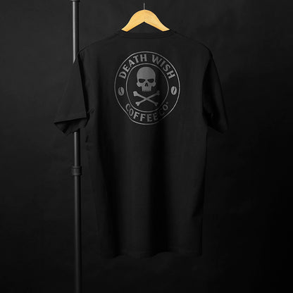 The back of the Death Wish Coffee Signature Shadow Tee.