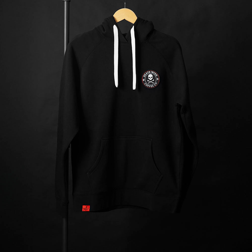 The front of the Death Wish Coffee Signature Hoodie.