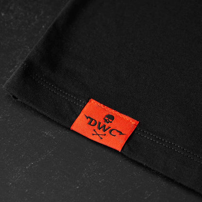 The woven tag on the Death Wish Coffee Signature Standard Tee.