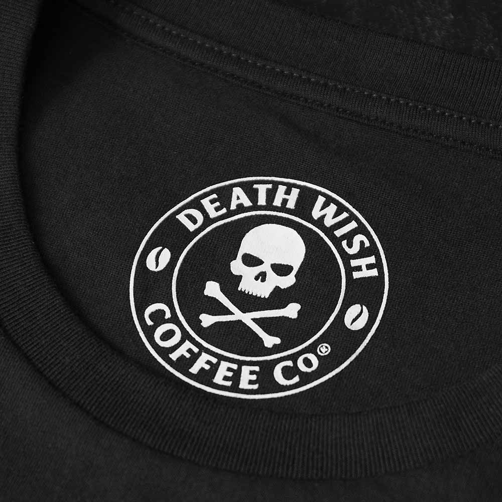 The inner neck label of the Death Wish Coffee Signature Standard Tee.
