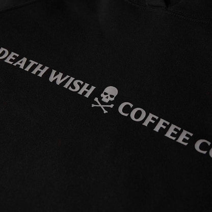 A close up of the Death Wish Coffee Signature Shadow Hoodie.
