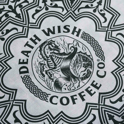 A detail shot of the Death Wish Coffee Kelpie Bandana.