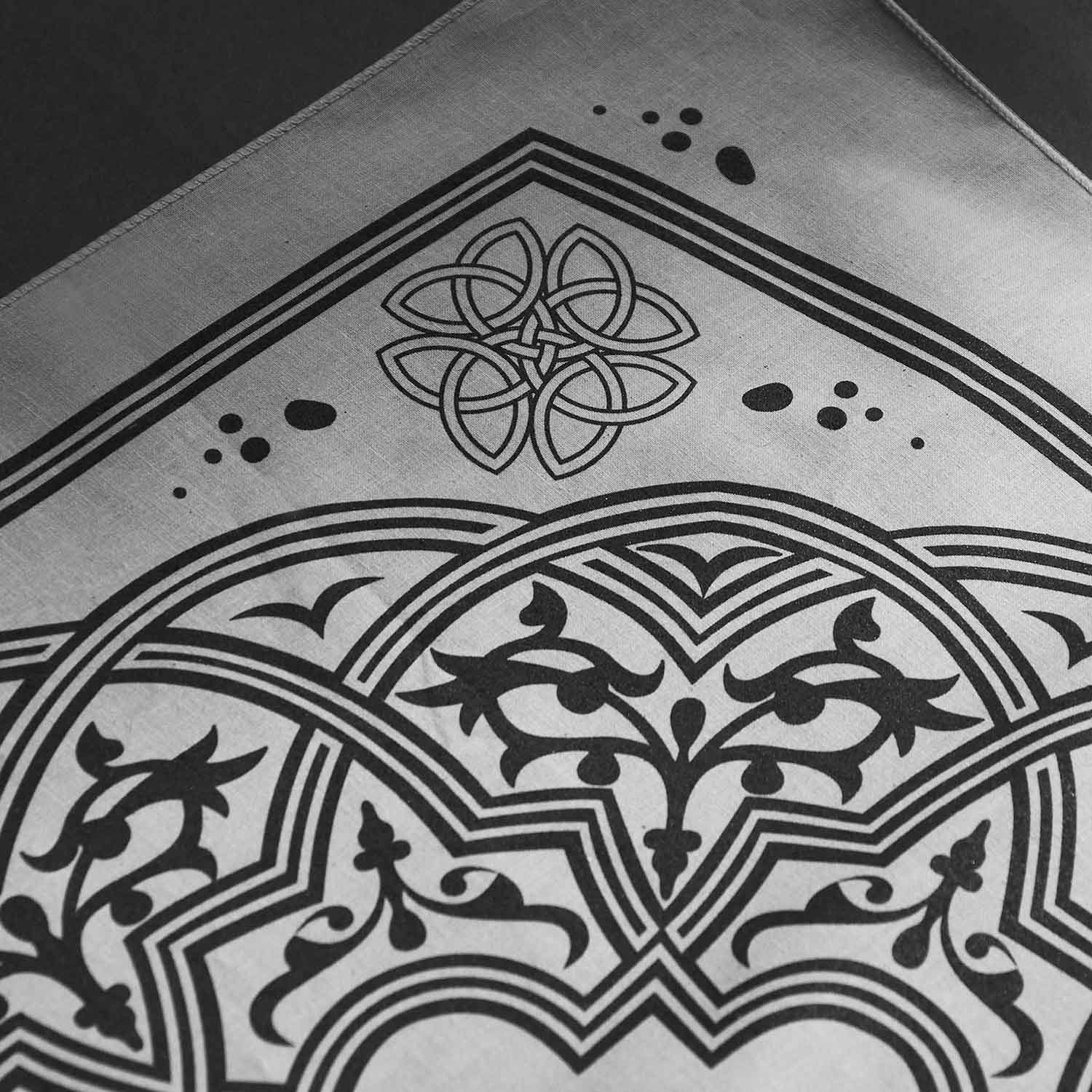 A detail shot of the Death Wish Coffee Kelpie Bandana.