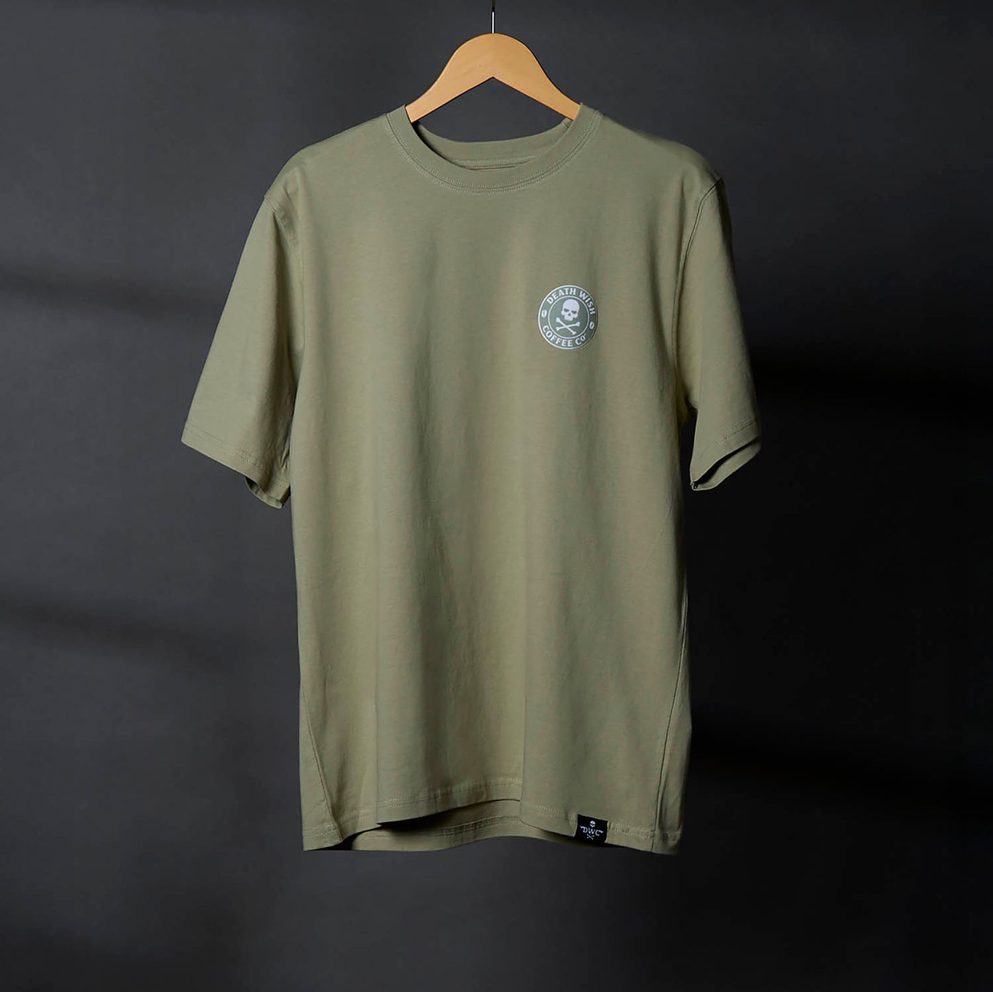 The front of the Death Wish Coffee Dropout Collegiate Tee.