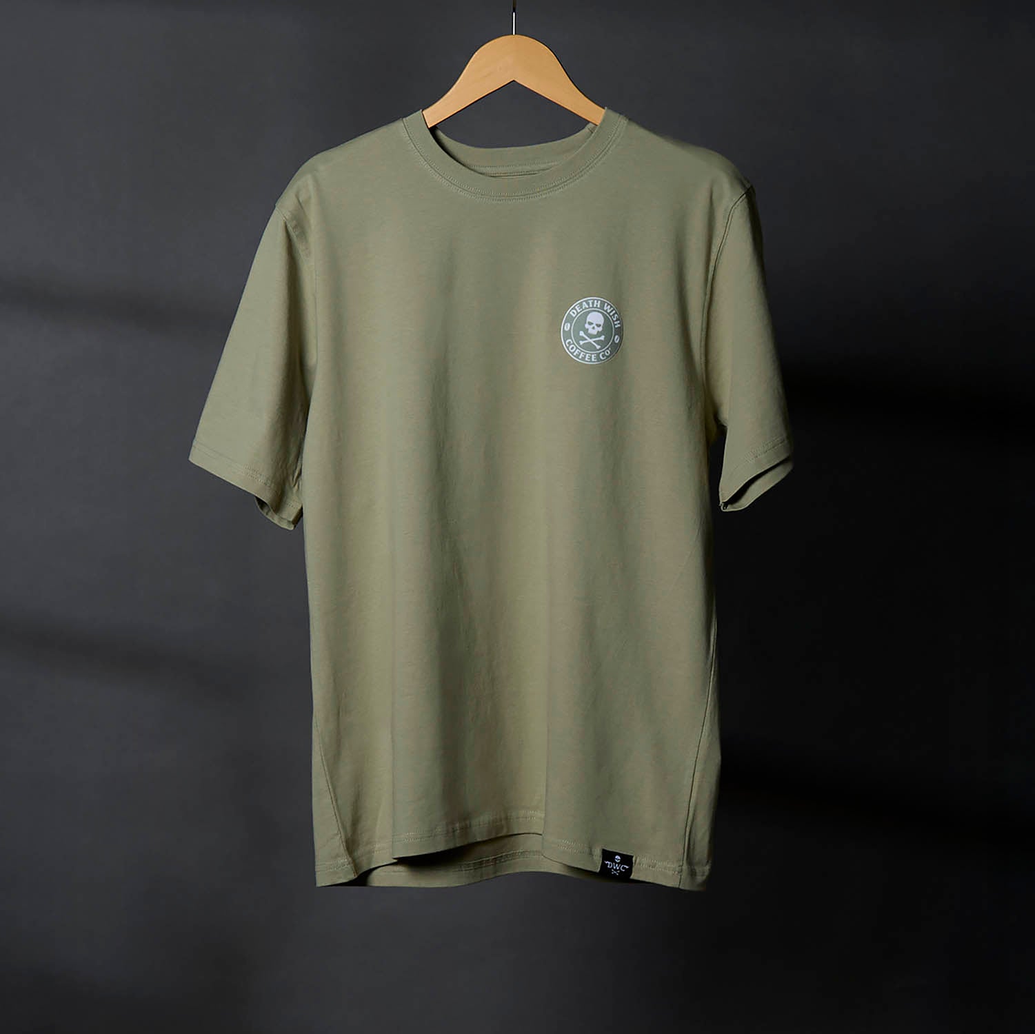 The front of the Death Wish Coffee Dropout Collegiate Tee.
