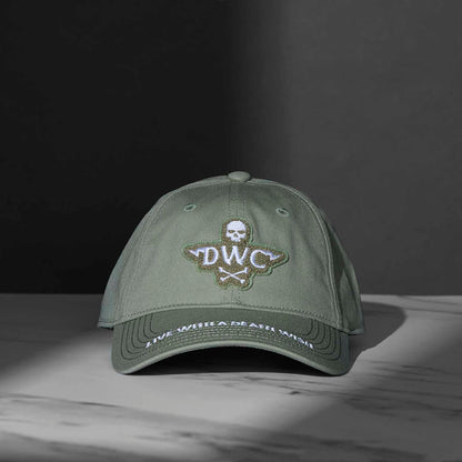 The front of the Death Wish Coffee Thick Skull Snapback.