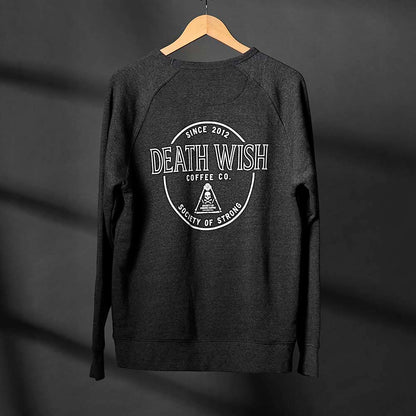 The back of the Death Wish Coffee Society of Strong Coffee Crewneck.