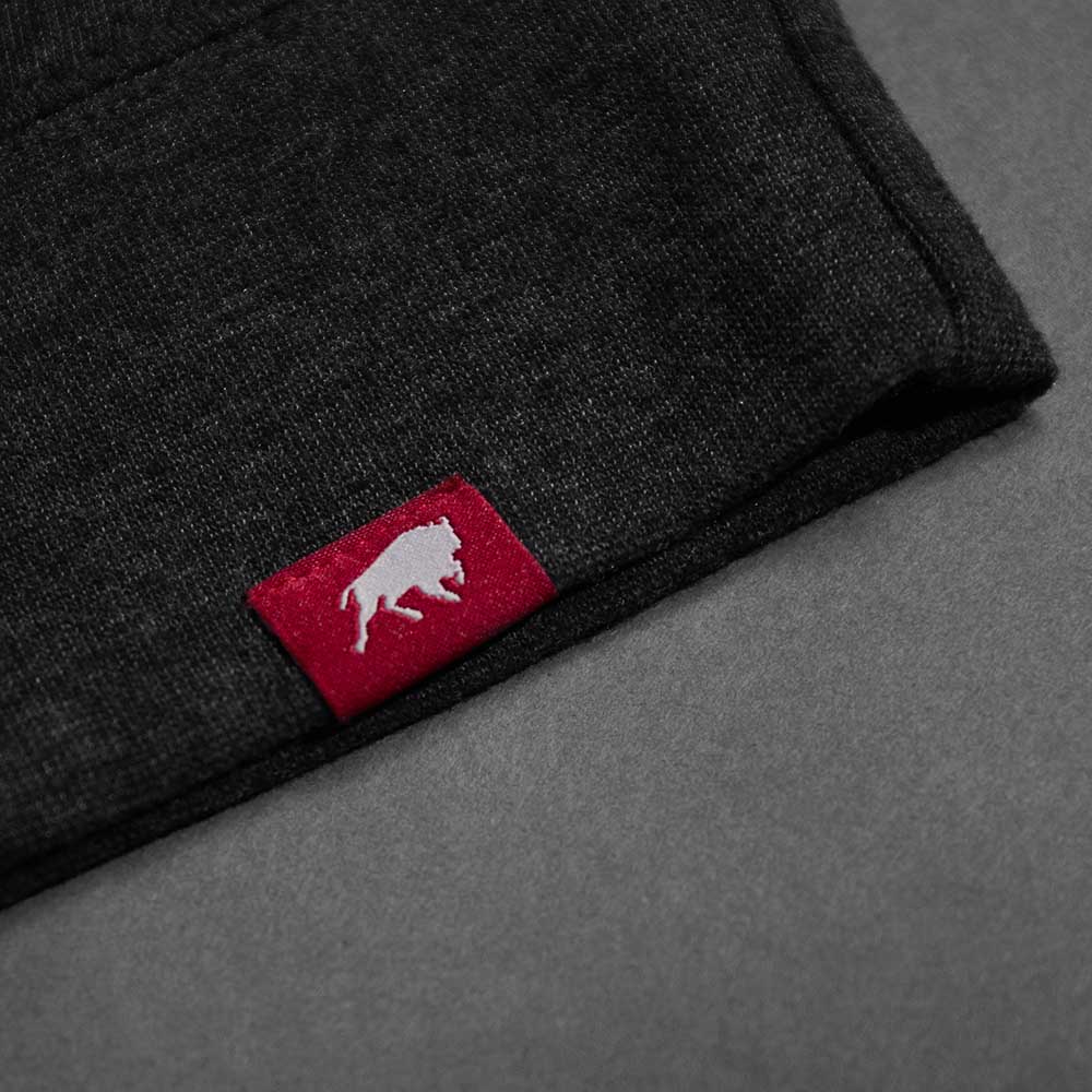 The woven label on the Death Wish Coffee Society of Strong Coffee Crewneck.
