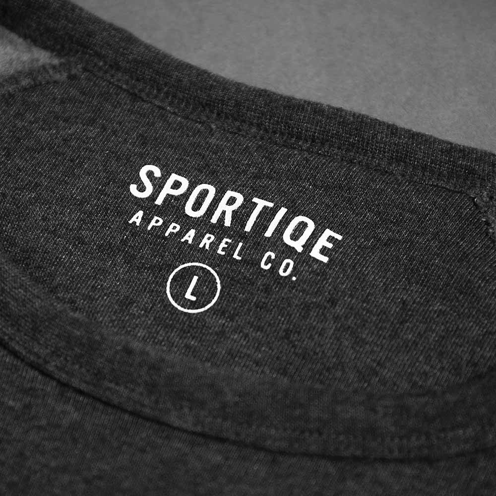 The inner neck label of the Death Wish Coffee Society of Strong Coffee Crewneck.