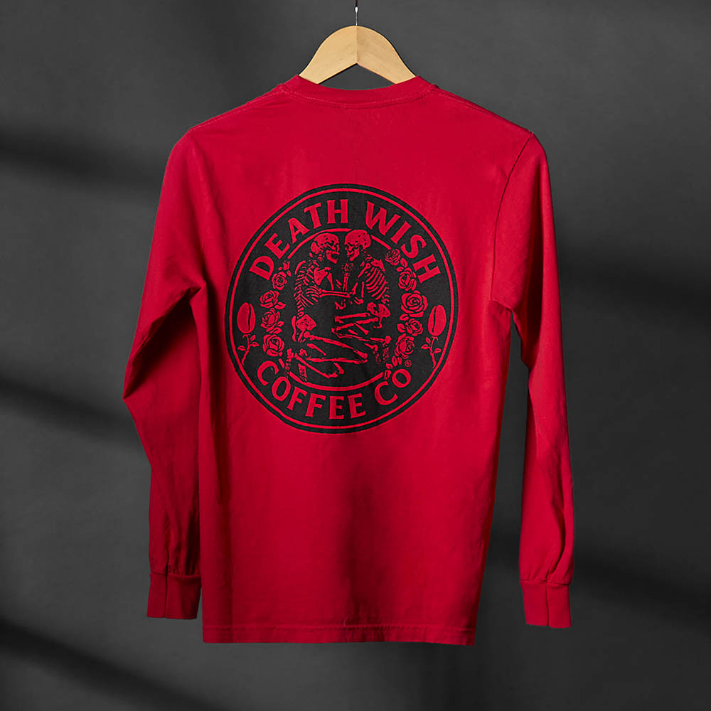 The back of the Death Wish Coffee Lovers Long Sleeve.