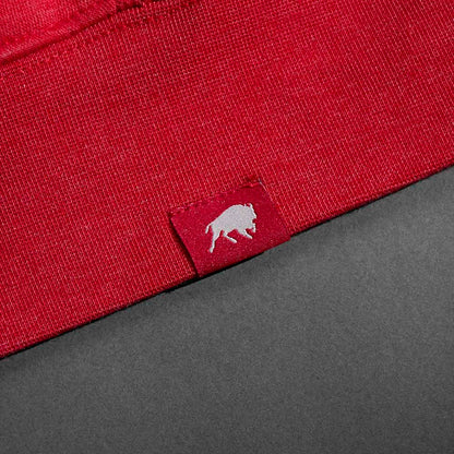 The woven label on the Death Wish Coffee Stolen Heart Hoodie.