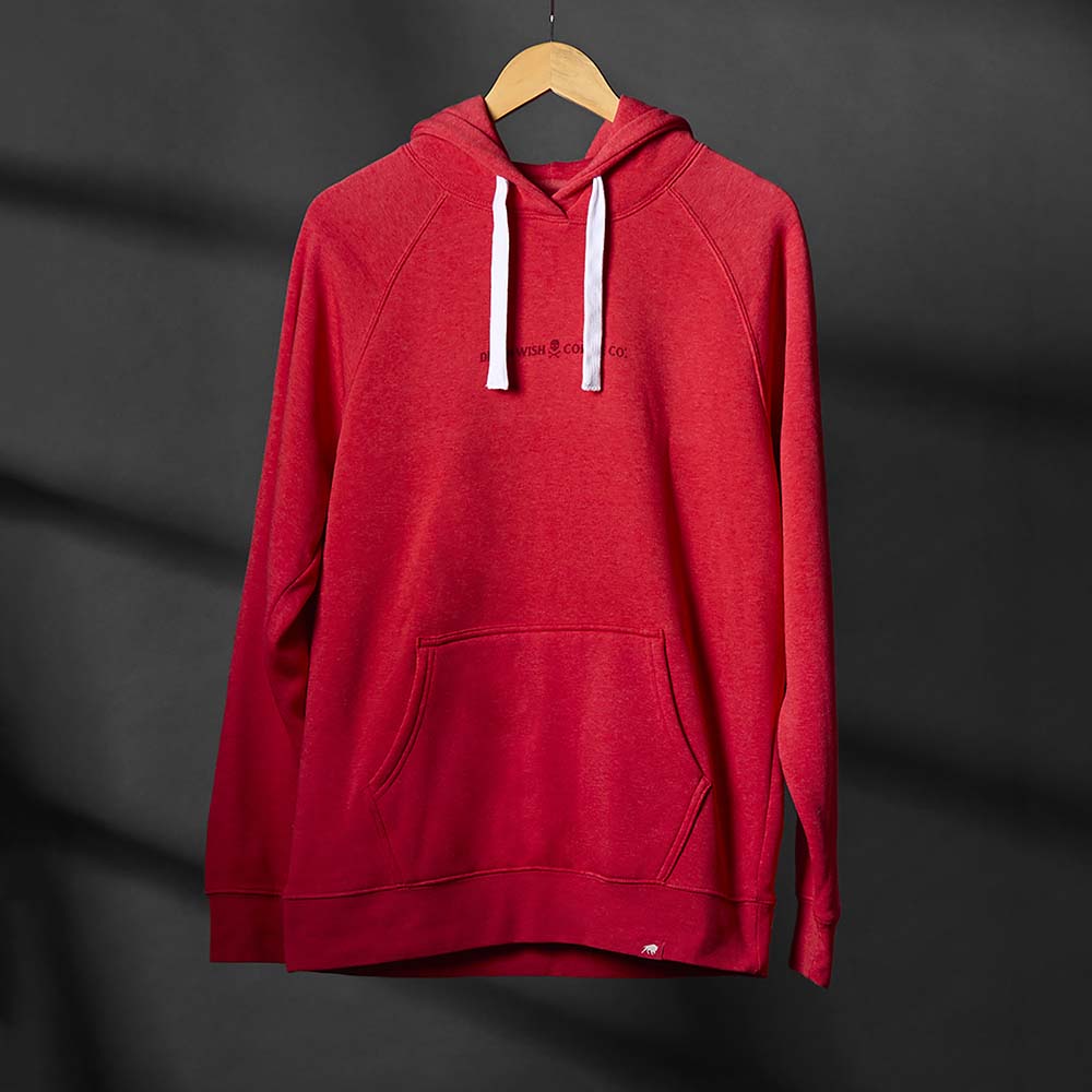 The front of the Death Wish Coffee Stolen Heart Hoodie.