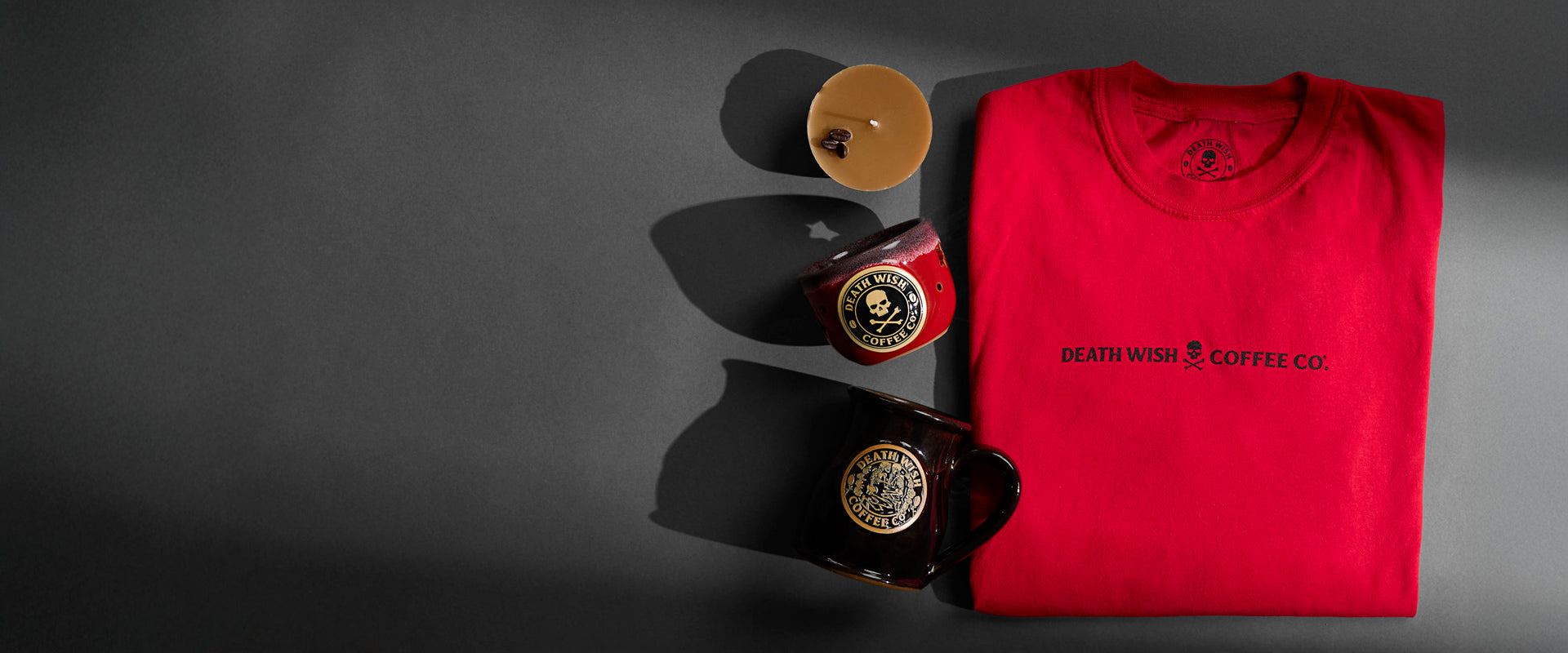 Shop the Death Wish Coffee Eternal Embrace Resurrected Relic Mug and Lovers-inspired merch.