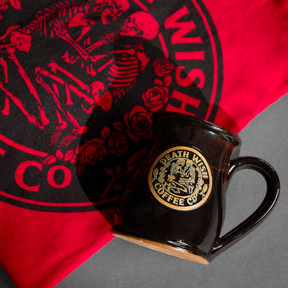 The Death Wish Coffee Eternal Embrace Resurrected Relic Mug with the matching long sleeve shirt sold separately.
