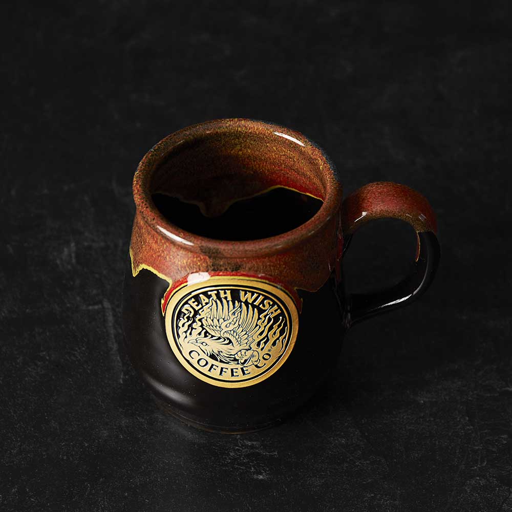 A top down view of the Death Wish Coffee Phoenix Mug.
