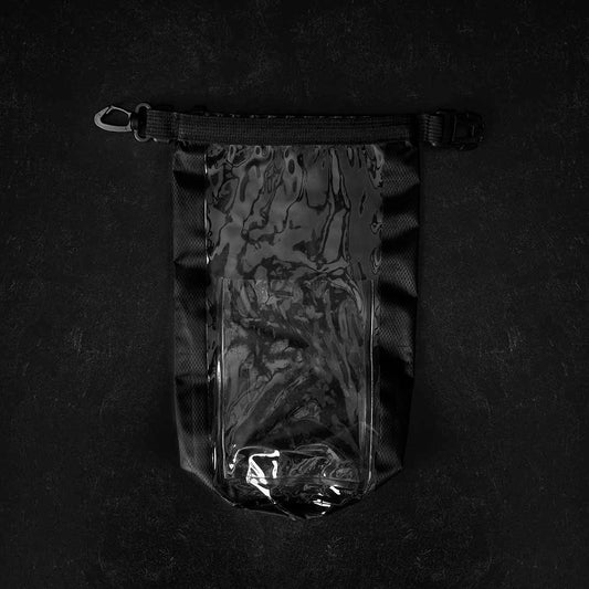 The front of the Death Wish Coffee Rock The Boat Waterproof Bag.