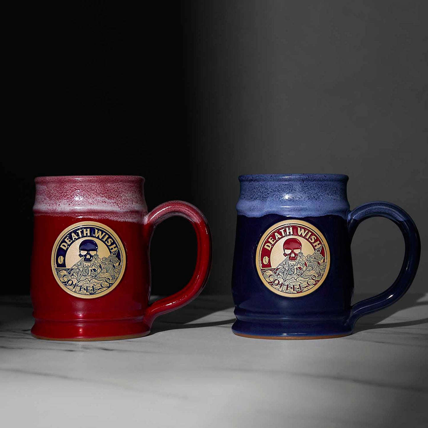 Both variations of the Death Wish Coffee Declaration of Caffeination Mystery Mug.