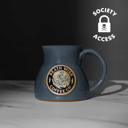 Unlock Society Access to the Death Wish Coffee Ride or Die Mug.