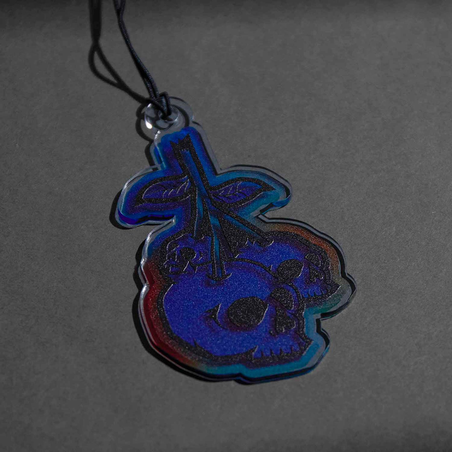 A close up of the Death Wish Coffee Blueberry Bliss Suncatcher.
