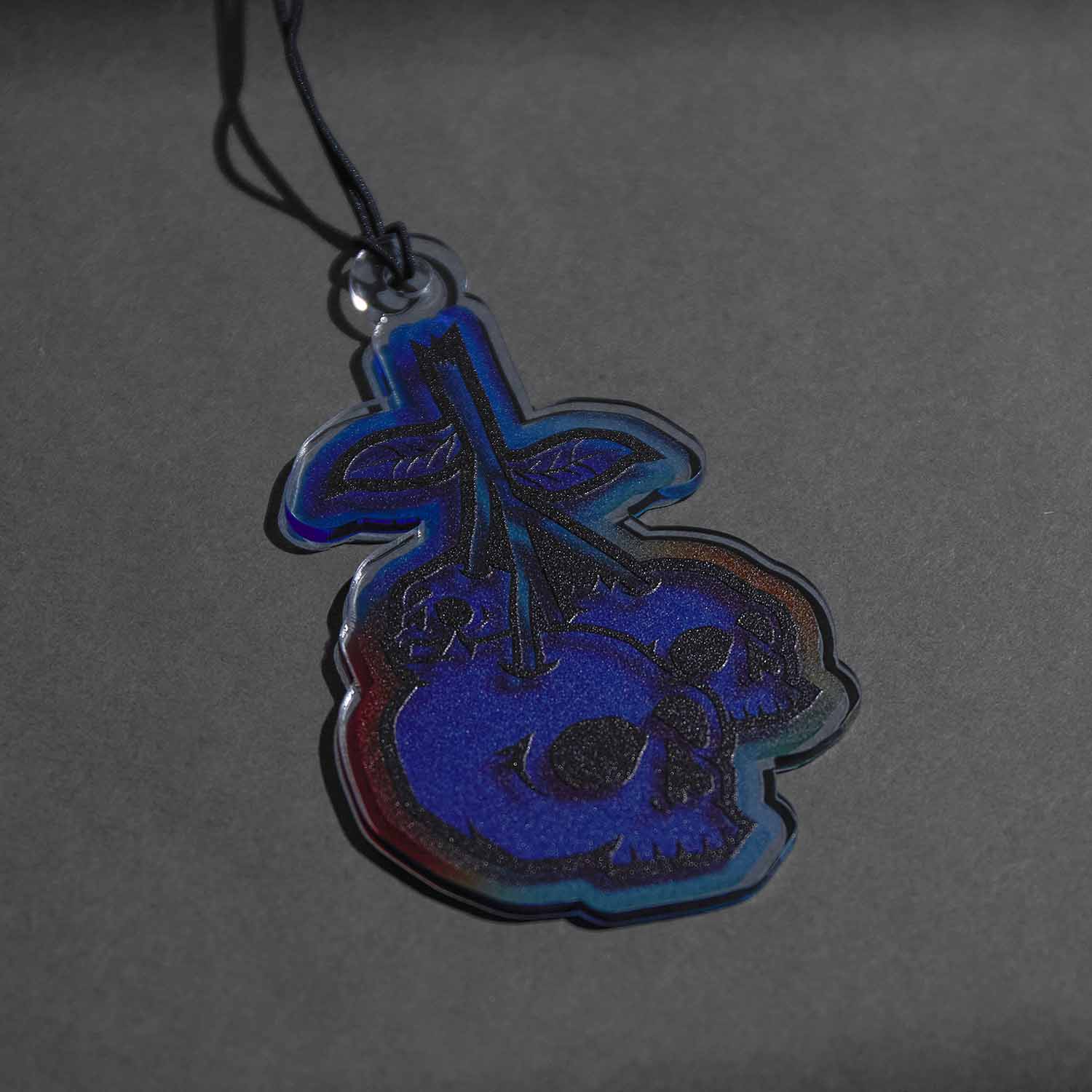 A close up of the Death Wish Coffee Blueberry Bliss Suncatcher.