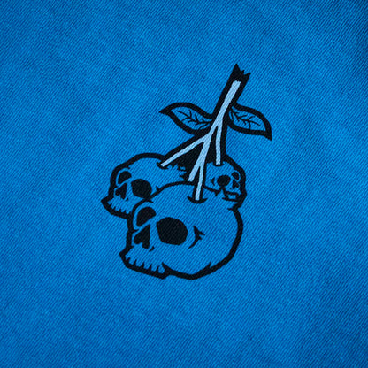 Up close of the front of the Death Wish Coffee Bury Your Blues Tee.