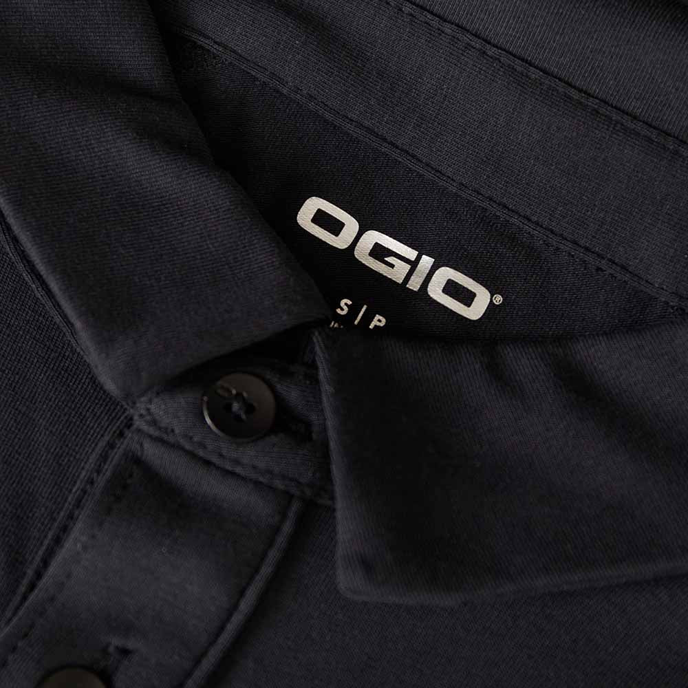 The collar of the Death Wish Coffee Classic Logo Golf Polo.