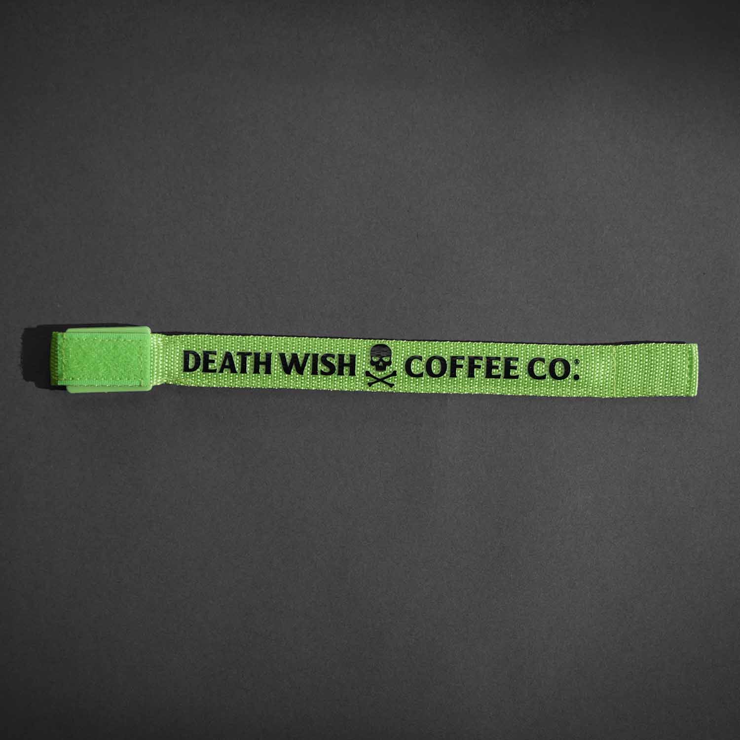 The Death Wish Coffee Midnight Marker Arm Band with the lights turned off.