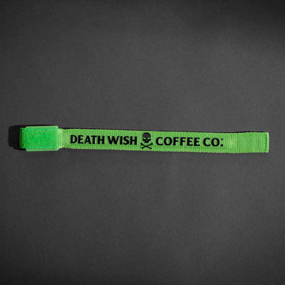 The Death Wish Coffee Midnight Marker Arm Band with the lights turned off.