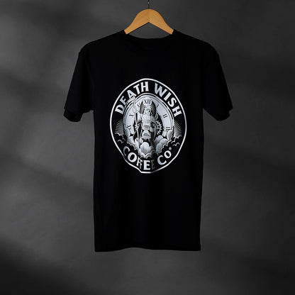 The front of the Death Wish Coffee Father Time Tee.