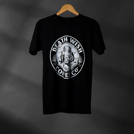 The front of the Death Wish Coffee Father Time Tee.