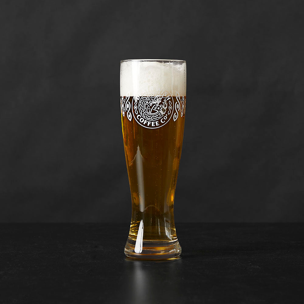 Take off the edge with the Death Wish Coffee Dragon's Dawn Pint Glass Set.